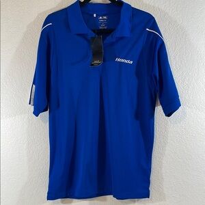 Adidas Honda Climalite 3 Stripe Golf Polo Shirt Blue & White  Size Medium NEW